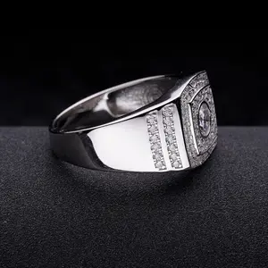 High Quality Ice Out 5a CZ White Gold Plated Pinky Ring For Men