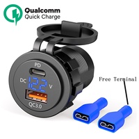Nouveau Étanche Chargeur Prise QC 3.0 PD Rapide Chargeur avec Affichage de la Tension Adaptateur Allume-cigare pour Moto