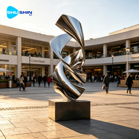 Escultura Contemporánea de Acero Inoxidable Pulido para Exteriores, Diseño Abstracto 3D Retorcido, para Decoración de Centros Comerciales y Plazas Públicas
