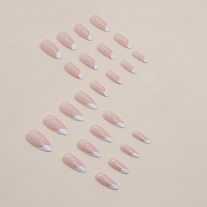 Pure Desire Glitter <span class=keywords><strong>Diagonal</strong></span> Edge French Press-On Uñ<span class=keywords><strong>as</strong></span> en forma de almendra Sweet Girl Uñ<span class=keywords><strong>as</strong></span> suaves Venta al por mayor Uñ<span class=keywords><strong>as</strong></span> francesas - Product Image 3