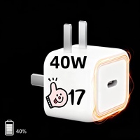 Tête de chargeur numérique 40W GaN à double port certifiée 3C en ABS avec impression numérique pour iPhone 15, iPad et téléphones mobiles - Personnalisable