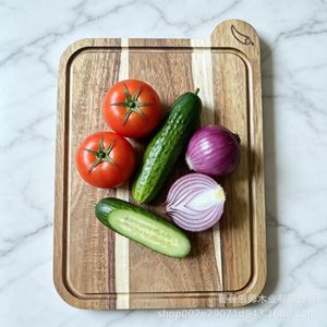 Acacia <b>Wood</b> Cutting Board Rectangle Anti-Slip Kitchen Vegetable Chopping <b>Block</b> - Product Image 1