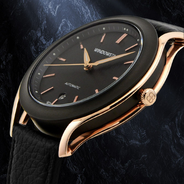 Luxury Ultra Thin Men's Automatic Mechanical Watch Date Display Water Resistant Stainless Steel Case Genuine Leather Band
