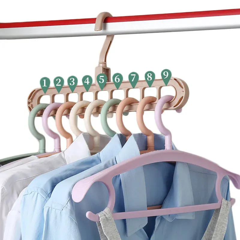 Multifunctional 9-Hole Drying Rack 360 Degree Rotation To Save Space Clothes Plastic Folding Hanger
