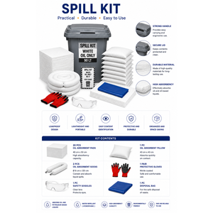 Kit anti-déversement léger absorbant uniquement l'huile, blanc, capacité 90 litres - Product Image 2
