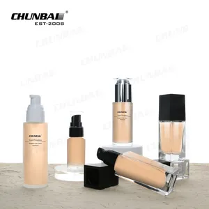 Delicate Appearance Eco Friendly Mini 30Ml Flat Square Glass Luxury Pump Makeup Liquid Foundation Bottle Packaging