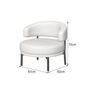 Modern Single <b>Sofa</b> Chair White Upholstered Round Seat Living Room Lounge Chair - Product Image 4