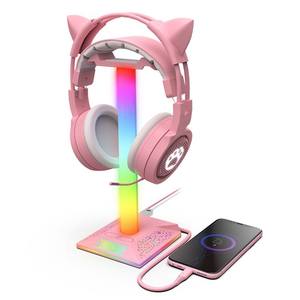 PIWIJOY-<span class=keywords><strong>Support</strong></span> pour <span class=keywords><strong>casque</strong></span> <span class=keywords><strong>de</strong></span> jeu RVB EB05 avec 2 ports USB, <span class=keywords><strong>support</strong></span> pour <span class=keywords><strong>casque</strong></span> avec 10 modes d'éclairage pour les joueurs, accessoires pour écouteurs PC - Product Image 1
