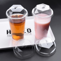 Vasos Desechables Transparentes de Plástico PET de Pared Simple con Tapa Plana de 90/98 mm para Bebidas Frías, Café y Té con Leche, Venta al Por Mayor