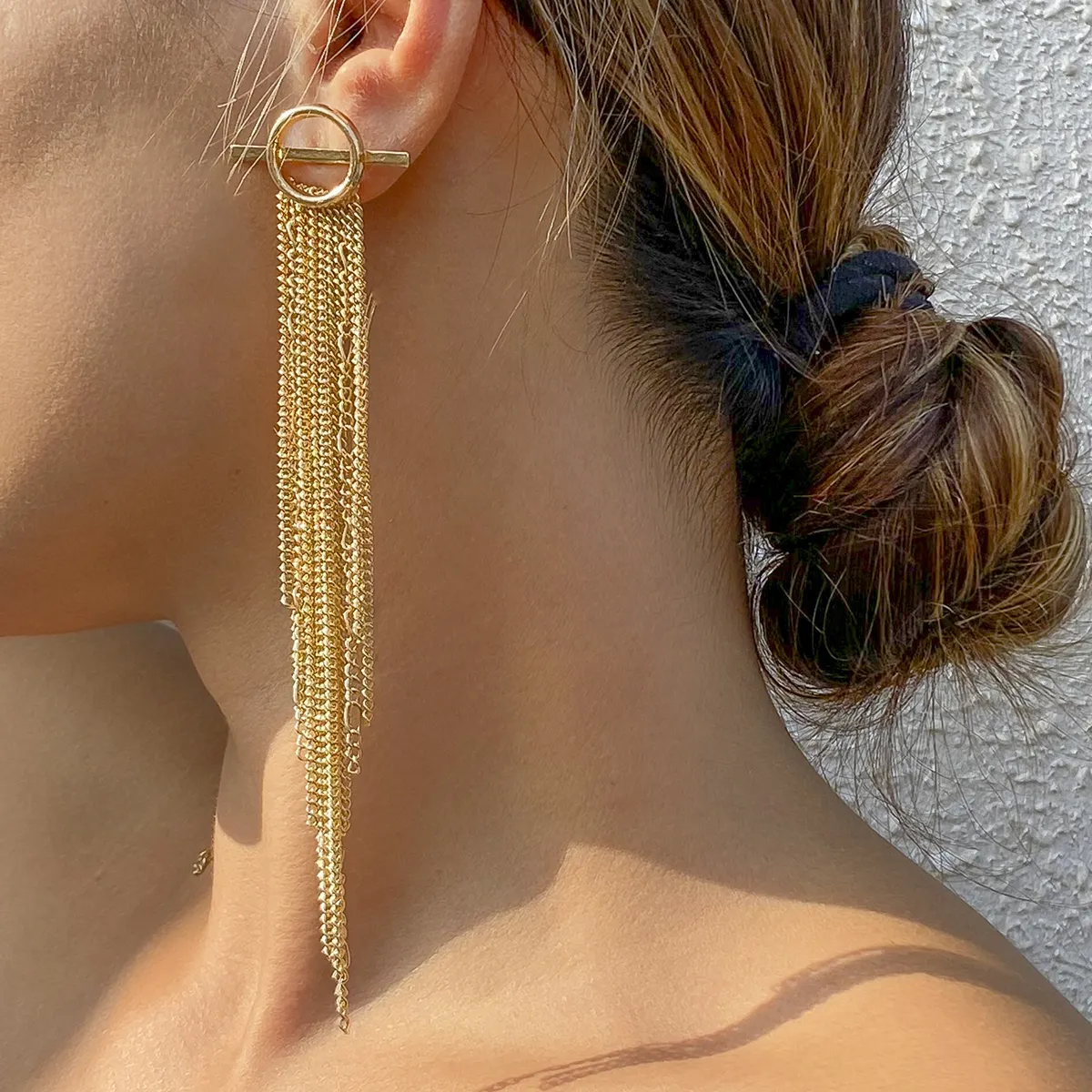 SHIXIN Statement Long Tassel Earrings Gold Silver Link Chain Drop Earrings Wholesale Unique Earrings Jewelry for Women