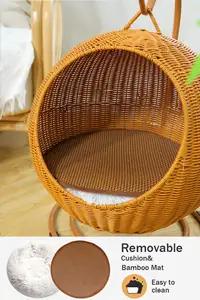 Luxury Cooling Pet Bed Rattan Bed Frame Hammock Hanging Basket Comfortable Cooling Cat Bed For Cats