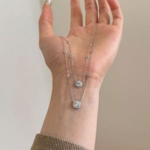 Dylam Classic Design Fine Fashion S925 Silver Link Chain Square 5A Cubic Zircon Pendant Necklace for <b>Gifts</b> Daily Wear Jewel - Product Image 4