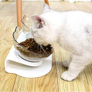 Double Pet Bowls With Neck Support Elevated For Cat Feeding And Watering Rounded Shape Made Of Abs Material - Product Image 1
