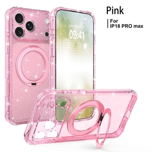 Custodia con Supporto Magnetico Girevole a 360 Gradi in Cristallo Compatibile con <span class=keywords><strong>iPhone</strong></span> 18 Pro, 17 Max e 16 con Glitter - Product Image 6