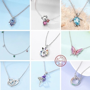 Collier pendentif <span class=keywords><strong>MULA</strong></span> pour femme en argent sterling 925 avec zircon, motifs papillon, iris, cœur, ours, croix - Bijoux fins - Product Image 2