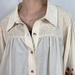 Vestido Casual de Verano para Mujer, Bordado, con Botones Delanteros, Manga Larga, Mini Vestido, Fabricante OEM - Product Image 4