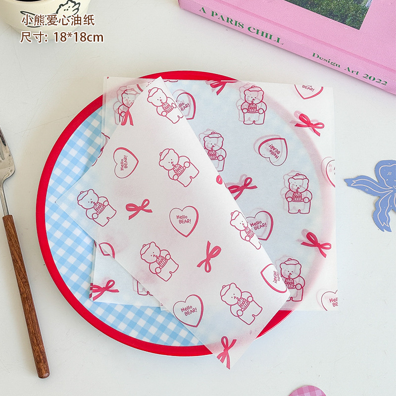 Papel de aceite con forma de corazón de oso