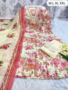 Conjunto de kurta, pantalón y dupatta Anarkali con bordado premium estilo indio en un nuevo color de verano con detalles de lentejuelas hechas a mano. - Product Image 4