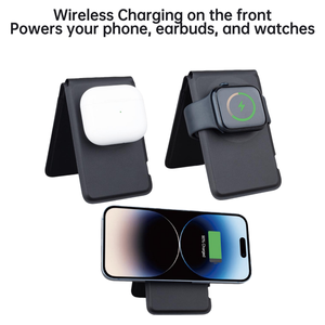 180 °   Support de téléphone réglable en cuir PU, design tout-en-un avec chargement sans fil et fonction anti-perte <span class=keywords><strong>Apple</strong></span> Find My - Product Image 5