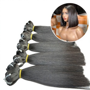 ชุดผมต่อแบบตรง Remy ราคาขายส่ง สีดำธรรมชาติ มีตัวเลือกสีสัน  แบบเย็บสองชั้นด้วยเครื่องจักร - Product Image 1