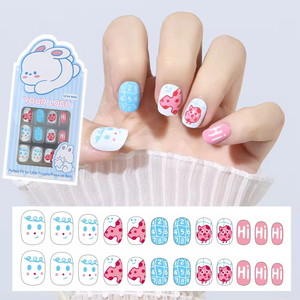 Aillsa Nail Supplies 24Pcs Design Kid <span class=keywords><strong>Faux</strong></span> Cartoon Pink Cute Children <span class=keywords><strong>Kawaii</strong></span> Art Nail Artificial Short Press on Nails Wholesale - Product Image 3