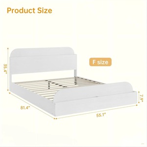 Cadre <span class=keywords><strong>de</strong></span> <span class=keywords><strong>lit</strong></span> double moderne blanc minimaliste à plateforme basse avec tête <span class=keywords><strong>de</strong></span> <span class=keywords><strong>lit</strong></span> et <span class=keywords><strong>pied</strong></span> <span class=keywords><strong>de</strong></span> <span class=keywords><strong>lit</strong></span> <span class=keywords><strong>de</strong></span> rangement pour la maison et l'hôtel - Product Image 5