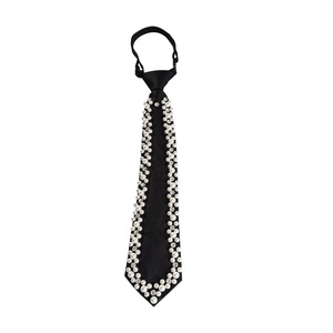 Corbata decorativa estilo JK negra con perlas y diamantes de imitación para mujer, accesorio de moda para uniformes escolares y uso diario - Product Image 5