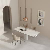 Ensemble de table à manger extensible en pierre frittée de style nordique moderne, rectangulaire, 4 à 6 places