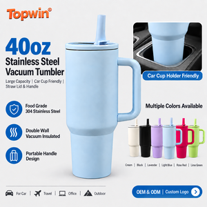 Gobelet isotherme Topwin en acier inoxydable 40 oz avec paille, double paroi, design moderne pour usage extérieur - Product Image 1