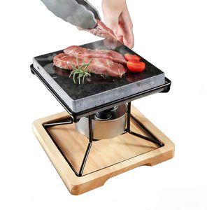 Plaque en <span class=keywords><strong>lave</strong></span> volcanique naturelle et écologique, best-seller, pour steak <span class=keywords><strong>de</strong></span> bœuf, avec <span class=keywords><strong>plateau</strong></span> en acier inoxydable et en bambou - Product Image 1