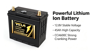 Batterie LiFePO4 VELA 12,8V 45Ah Start-Stop DIN45 Remplacement direct pour voitures Système Start-Stop automatique 3000 cycles Garantie de 2 ans - Product Image 4