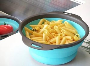 Passoires pliables avec base auto-drainante pour le bord de l'évier, passoires à aliments (petites/moyennes/grandes), conception empilable pour un rangement facile - Product Image 4