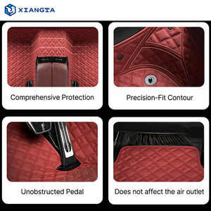 Xiangta เสื่อปูพื้นรถยนต์หนังลายตารางหมากรุก<span class=keywords><strong>สี</strong></span><span class=keywords><strong>แดง</strong></span>มียี่ห้อเสื่อกันลื่นสำหรับรถยนต์เสื่อปูพื้นรถยนต์ปรับแต่งได้แบบพรีเมี่ยม7D จากโรงงาน - Product Image 2