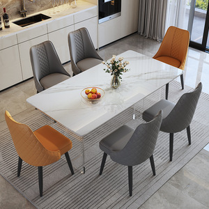 Italian Minimalist Rectangular Acrylic <b>Dining</b> <b>Table</b> Stone Slab Top Modern Combination Stable Design For <b>Dining</b> Room - Product Image 3