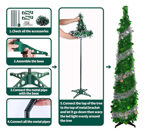 Factory Wholesale 5ft Pop-up Christmas <strong>Tree</strong> Foldable PVC Artificial <strong>Tree</strong> with Standing <strong>Base</strong> for Home Decorations - Product Image 4