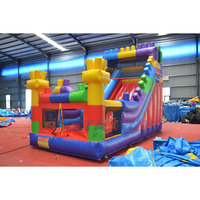 Château gonflable commercial avec toboggan et blocs de construction, avec souffleur, pour enfants et adultes, à vendre