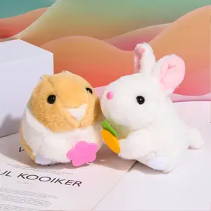 Juguete de hámster de peluche, mecanismo de cuerda, cola de movimiento motorizada, juguetes interactivos giratorios, cordón de retroceso, regalo de Animal de peluche para bebé