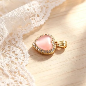 Collar con Colgante de Cristal en Forma de Corazón, Chapado en Oro, Acero Inoxidable, Resistente al Agua, Amuleto de Amor para Hacer Joyería DIY / San Valentín - Product Image 1