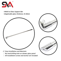 Barres de support de porte de douche en verre en acier inoxydable SVA-185 OEM ODM, acier inoxydable 304