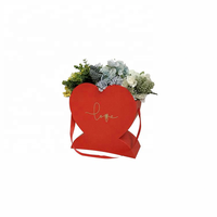 Boîte à fleurs en carton simple avec finition brillante, emballage portable en forme de cœur avec logo pour la Saint-Valentin, effet bronzé, boîte cadeau