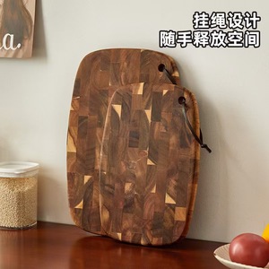 Jiufeng Solid <b>Wood</b> Cutting Board Acacia <b>Wood</b> Checkerboard Rectangle With Handle Kitchen Chopping <b>Block</b> - Product Image 3