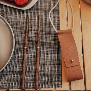 Portable Reusable Tableware Storage Bag for Outdoor Camping Red Sandalwood Folding Chopsticks Storage Bag - Product Image 5