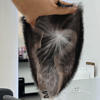 Perruque avec fermeture en dentelle Weiqi # Perruque Homme en Cheveux Humains Remy Chinois, Couleur Noire 1b, 53cm 54cm 56cm