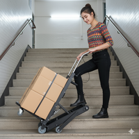 Carretilla Eléctrica Plegable para Subir Escaleras con Capacidad de Carga de 150-400 kg, Construcción Metálica Portátil para el Transporte de Objetos Pesados