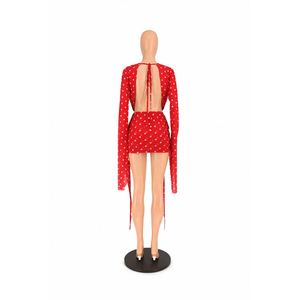 Elegante <span class=keywords><strong>Abito</strong></span> Estivo da Spiaggia per Donna <span class=keywords><strong>in</strong></span> <span class=keywords><strong>Maglia</strong></span> Crochet <span class=keywords><strong>Bordeaux</strong></span> a Maniche Lunghe - Product Image 4