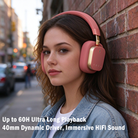Casque audio à réduction de bruit, casque sans fil supra-auriculaire, 60 heures d'autonomie pour les voyages et le travail