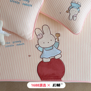 Ensemble de tapis en soie glacée Hongchang 1,2 m 1,5 m 1,8 m, literie rafraîchissante d'été pour enfants, style dessin animé - Product Image 5