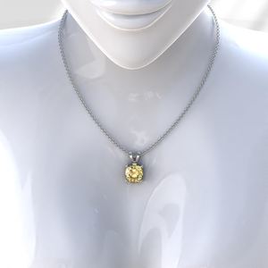 Cushion Fancy Yellow Lab Grown Diamond Pendant, Yellow Moissanite Pendant For Women, Bunny Ear Bale, Wedding/Anniversary <b>Gift</b> Pe - Product Image 5