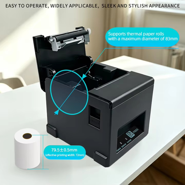 Best Quality 80mm Thermal Receipt Printer ZJ-POS8390 Multi Interface (USB/LAN/) for Takeout Thermal Stock 1-Year