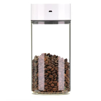 Pot en verre hermétique écologique avec couvercle à rabat, sans BPA, résistant à l'humidité, compatible lave-vaisselle, transparent, pour garde-manger et cuisine